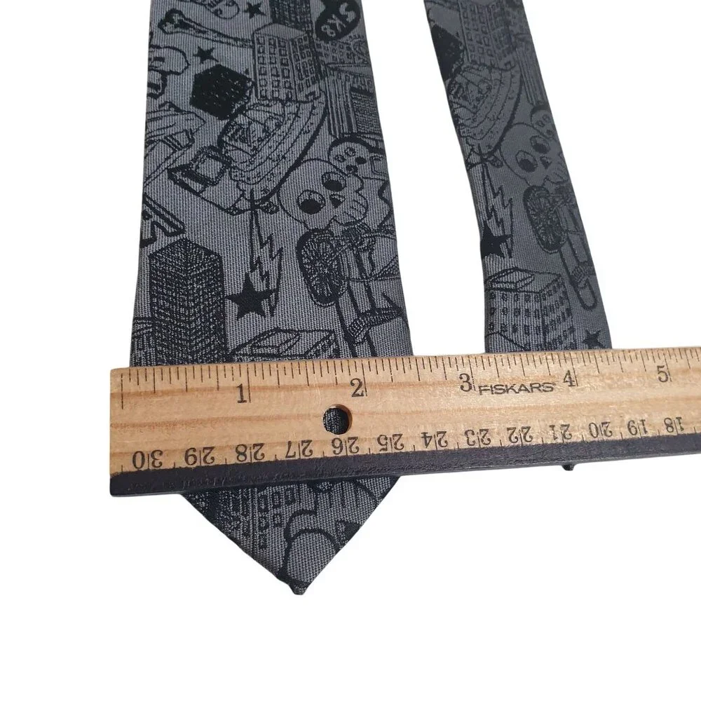Old Navy Boy Junior Slim Graphic Tie Gray Black 2.5 Inches Wide Child Gift Gamer